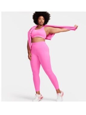Nike Women's High-Rise Leggings in Playful Pink/Black swoosh